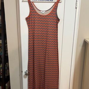 Bar III Orange and Gray Chevron Maxi Dress